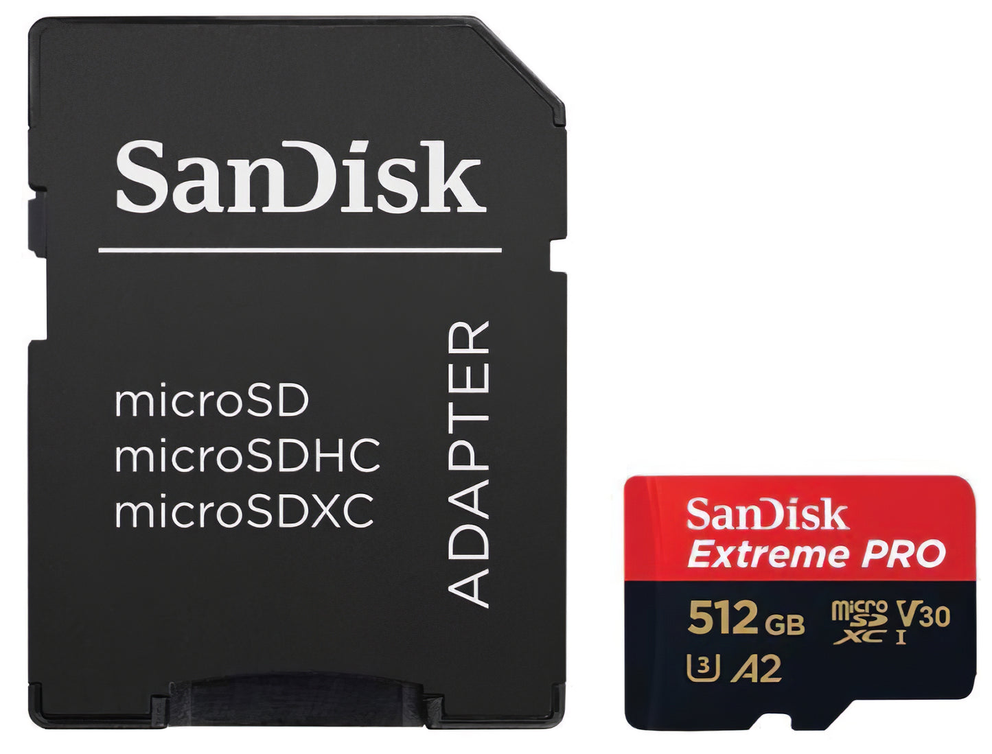 Carte mémoire microSDXC SanDisk Extreme Pro, 512Go, Classe 10 / UHS-1 U3, Avec Adaptateur SDSQXCD-512G-GN6MA
