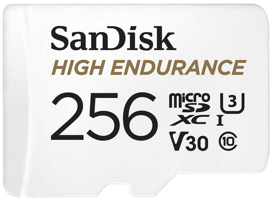 Carte mémoire microSDXC SanDisk High Endurance, 256Gb, Classe 10 / UHS-1 U3, avec adaptateur SDSQQNR-256G-GN6IA