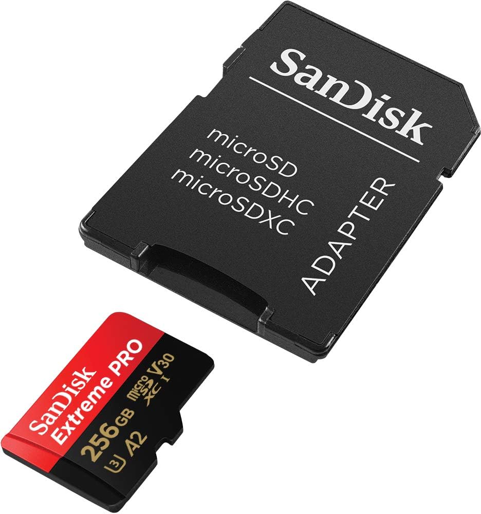 SanDisk Extreme Pro microSDXC Memory Card, 256Gb, Class 10 / UHS-1 U3, With Adapter SDSQXCD-256G-GN6MA