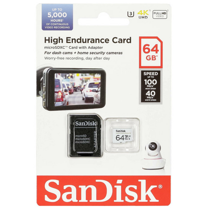 SanDisk High Endurance microSDXC Speicherkarte, 64Gb, Klasse 10 / UHS-1 U3, mit Adapter SDSQQNR-064G-GN6IA