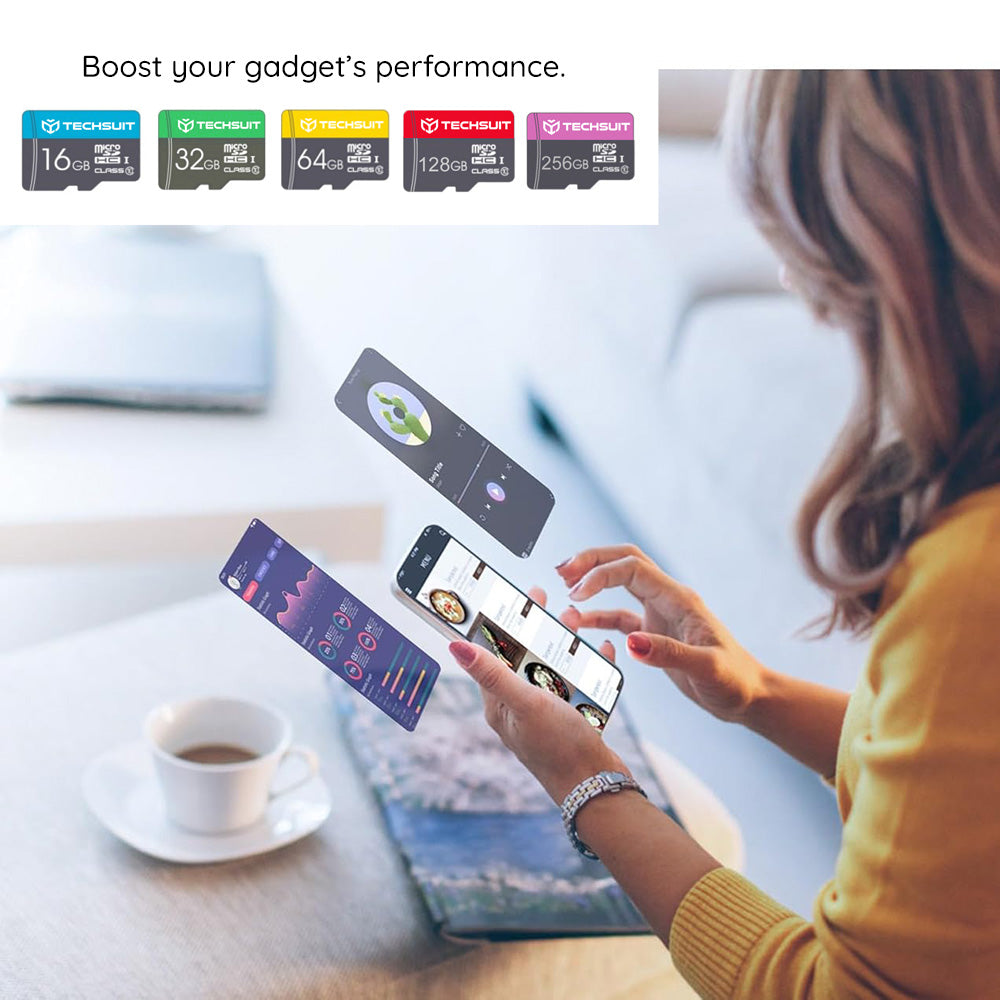 Carte Mémoire microSDXC Techsuit THCM27, 256Gb, Classe 6, Avec Adaptateur