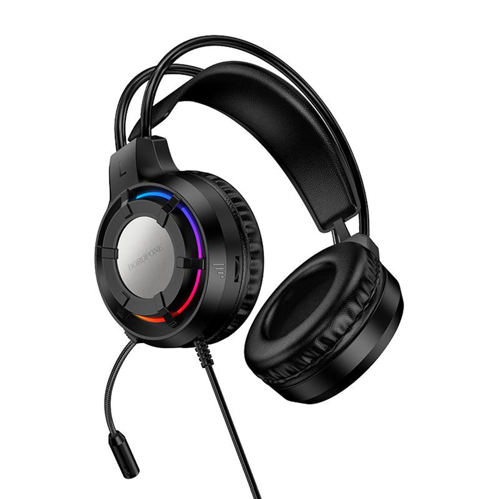 Casque Gaming 3,5 mm Borofone BO112 Wave, RGB, 2m, Noir