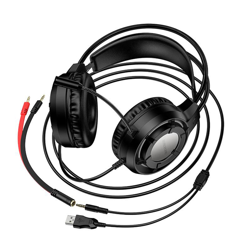 Casque Gaming 3,5 mm Borofone BO112 Wave, RGB, 2m, Noir