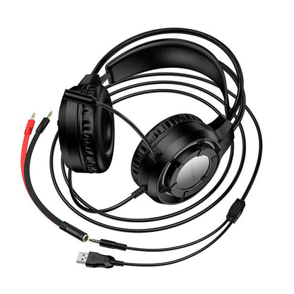 Casque Gaming 3,5 mm Borofone BO112 Wave, RGB, 2m, Noir