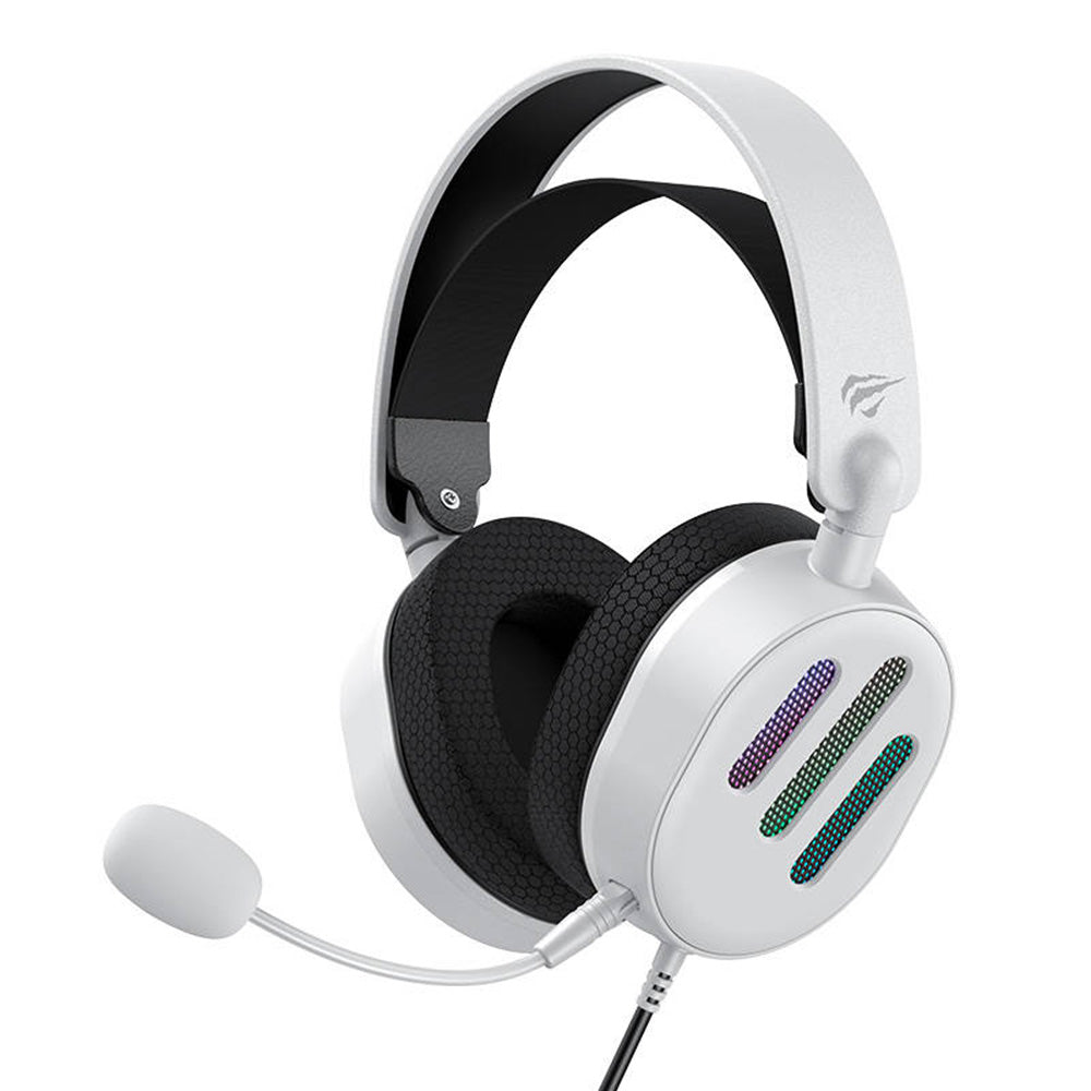 Casques Gaming 3.5mm HAVIT H2038U, RGB, 2.1m, Blancs