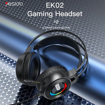 Casques Gaming 3.5mm Yesido EK02, RGB, 2.2m, Noirs