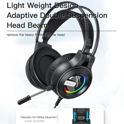 Casques Gaming 3.5mm Yesido EK02, RGB, 2.2m, Noirs