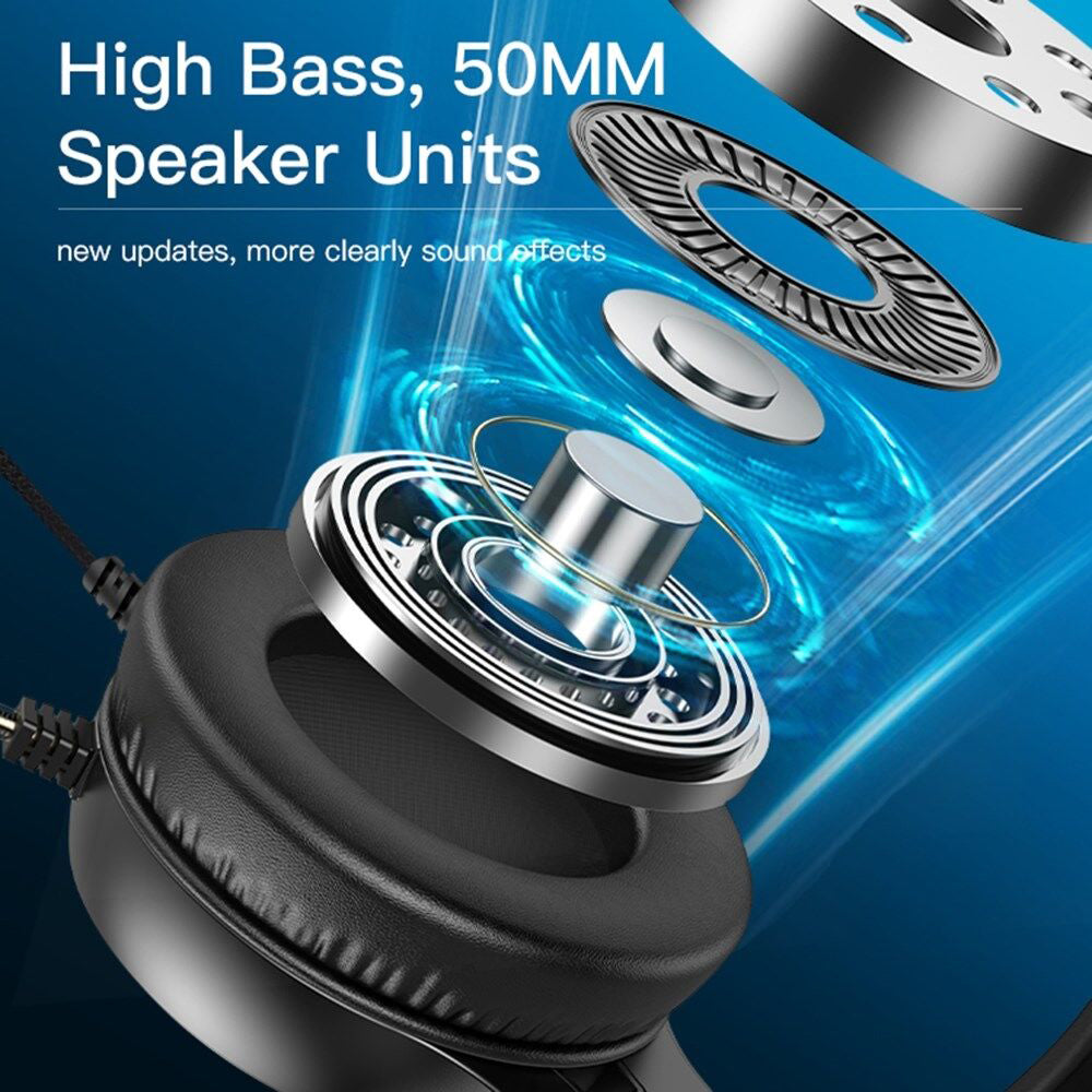 Casques Gaming 3.5mm Yesido EK02, RGB, 2.2m, Noirs