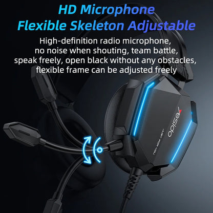 Casques Gaming 3.5mm Yesido EK03, RGB, 2m, Noirs