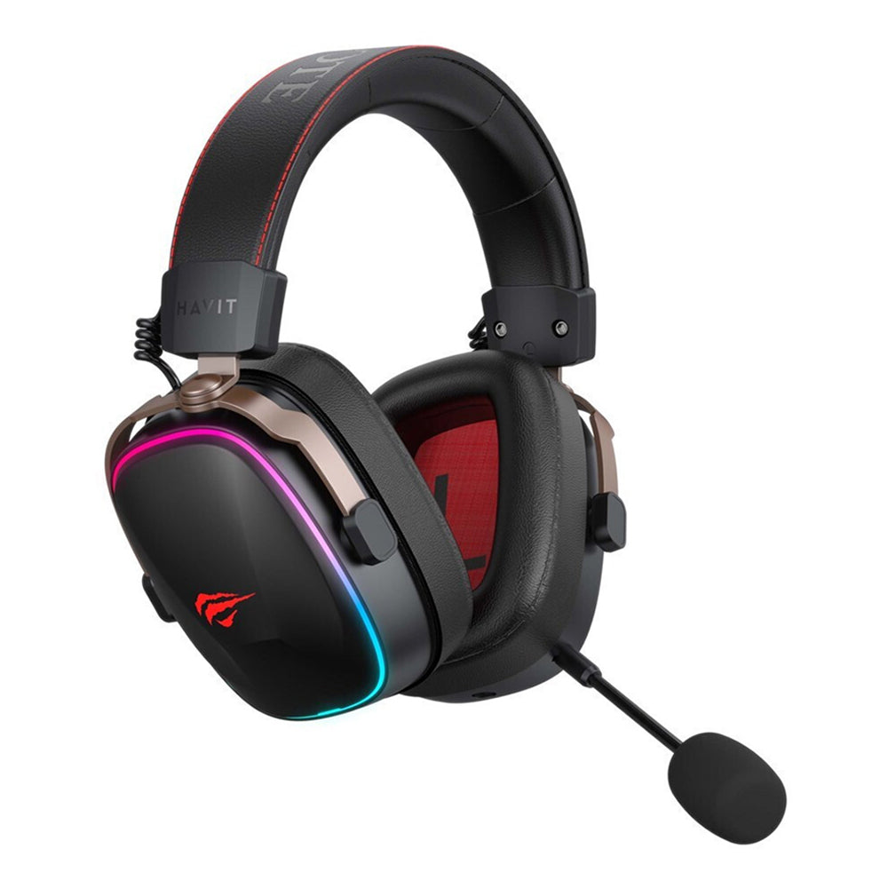 Casque Gaming Sans Fil HAVIT H2039BG, RGB, BT / Wi-Fi / Filaire, Noir Ocre