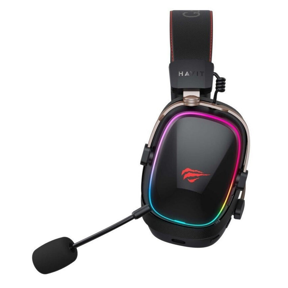 Casque Gaming Sans Fil HAVIT H2039BG, RGB, BT / Wi-Fi / Filaire, Noir Ocre