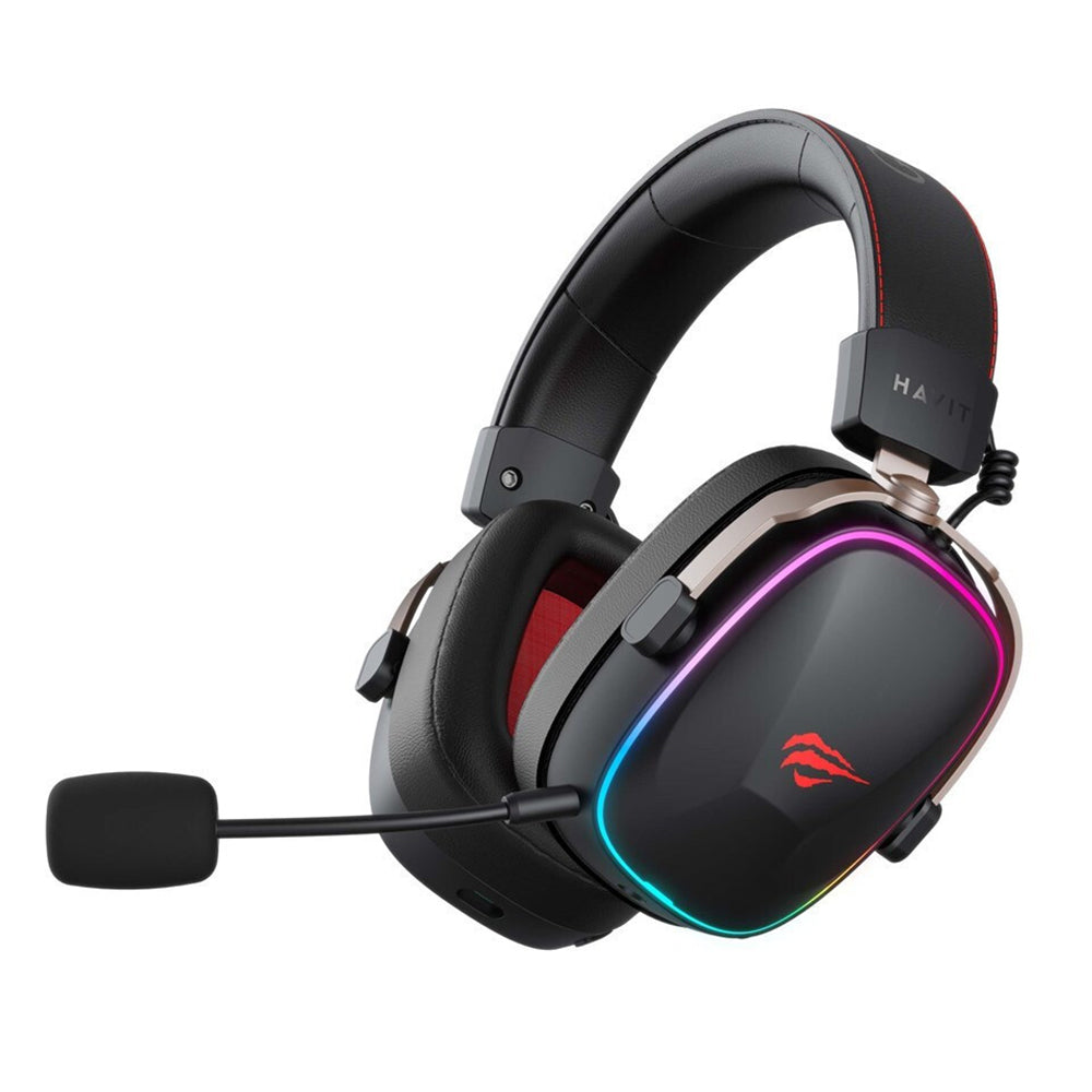Casque Gaming Sans Fil HAVIT H2039BG, RGB, BT / Wi-Fi / Filaire, Noir Ocre