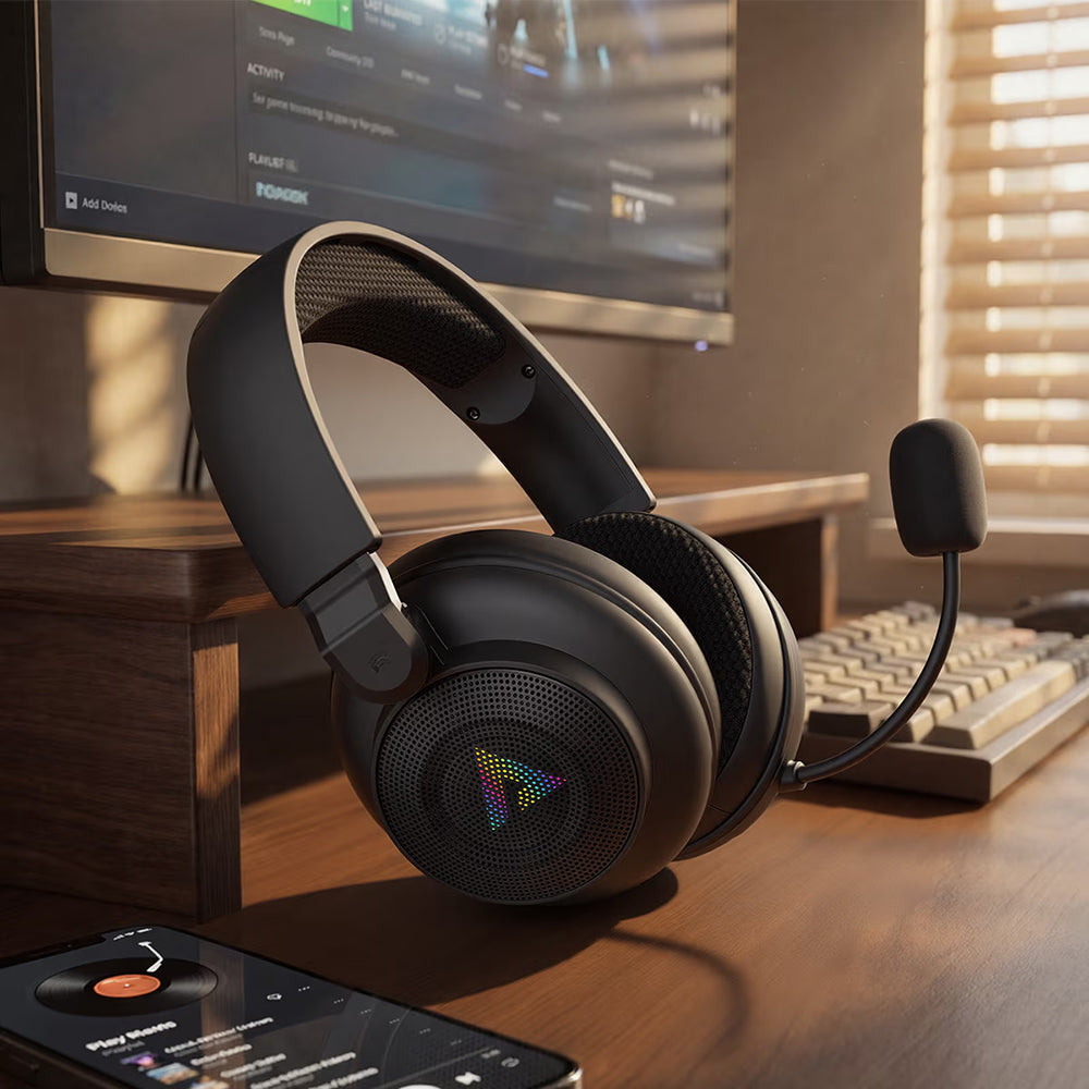 Acefast H15 Wireless Gaming-Kopfhörer, RGB, BT / Wi-Fi / Kabelgebunden, Schwarz