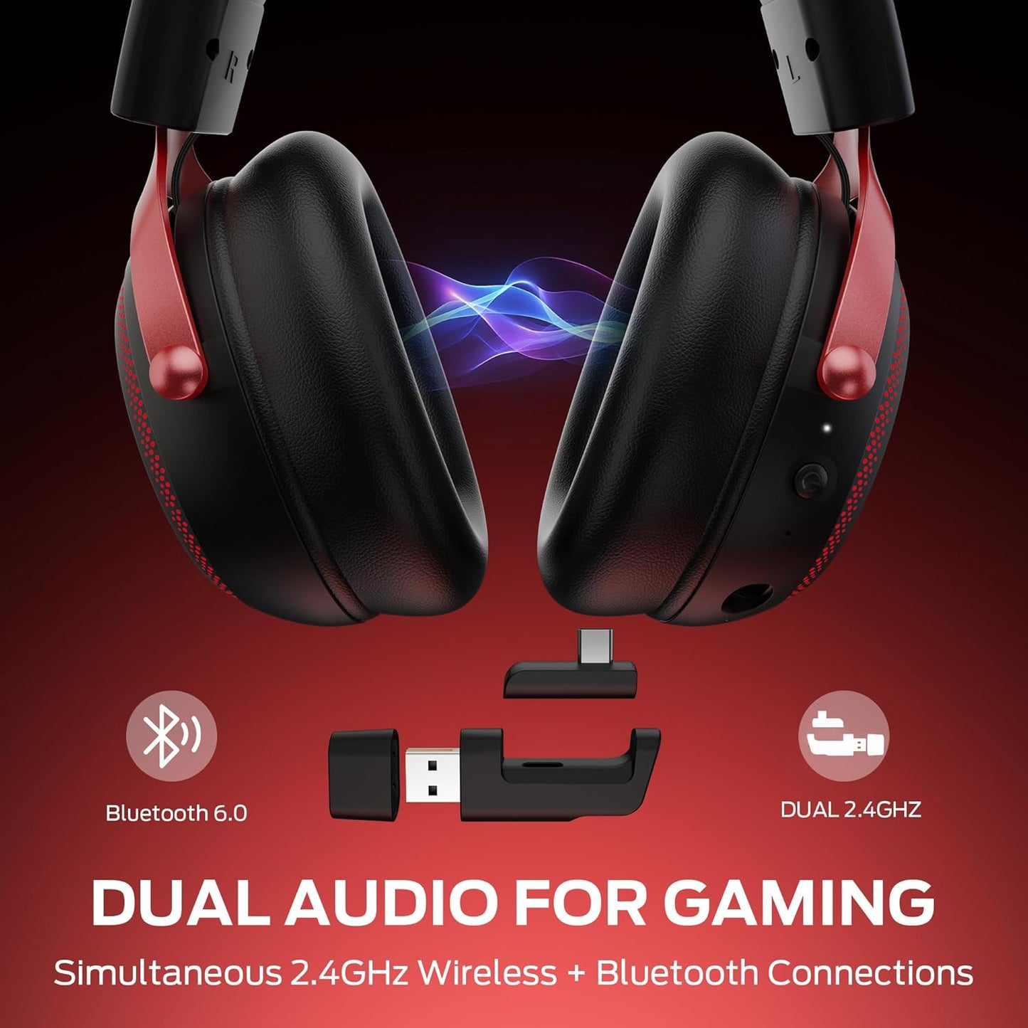 Wireless Gaming-Kopfhörer Monster Mission 350, BT / Wi-Fi / Kabelgebunden, Schwarz