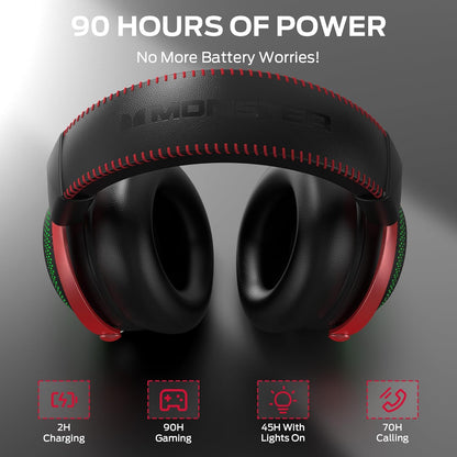 Wireless Gaming-Kopfhörer Monster Mission 350, BT / Wi-Fi / Kabelgebunden, Schwarz