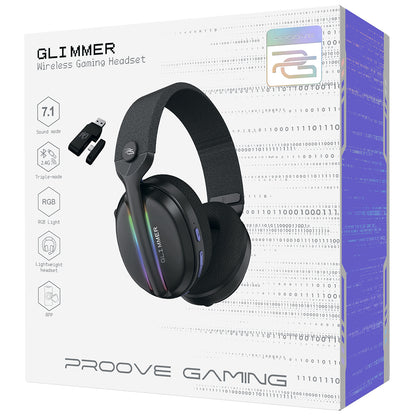 Casque Gaming Sans Fil Proove Glimmer, RGB, BT / Wi-Fi / Filaire, Noir WHGL00022001