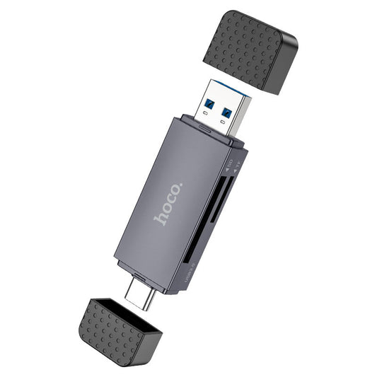USB 3.0 / USB-C Kartenleser HOCO HB45, SD - microSD, Grau