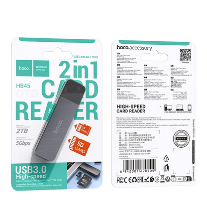 Kartenleser USB 3.0 HOCO HB45, SD - microSD, Grau
