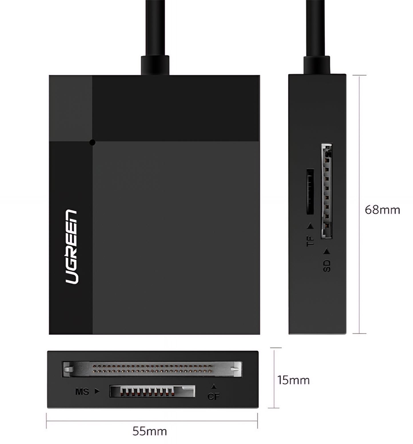USB 3.0 Kartenleser UGREEN CR125, SD - microSD - CF - MS, Schwarz