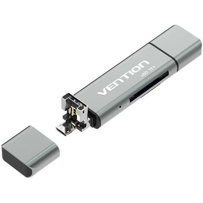 Lecteur de carte USB / USB-C / microUSB Vention, SD - microSD, Gris CCJH0