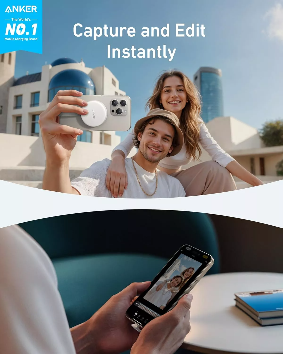 Lecteur de carte USB-C Anker MagGo pour Apple iPhone USB-C, SD - microSD, Blanc A83D1G21