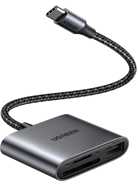 Cititor Card USB-C UGREEN CM387, USB-A - SD - microSD, Negru