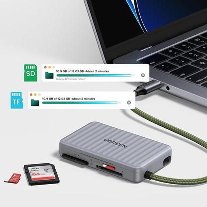 Lecteur de carte USB-C avec organisateur UGREEN 55886, 2 x SD - microSD, Gris