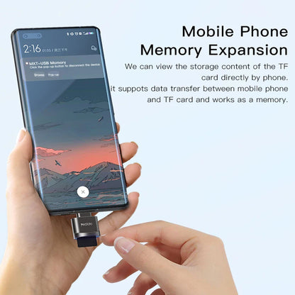 Lecteur de carte USB-C Yesido GS19, USB-A (OTG) - microSD, Gris