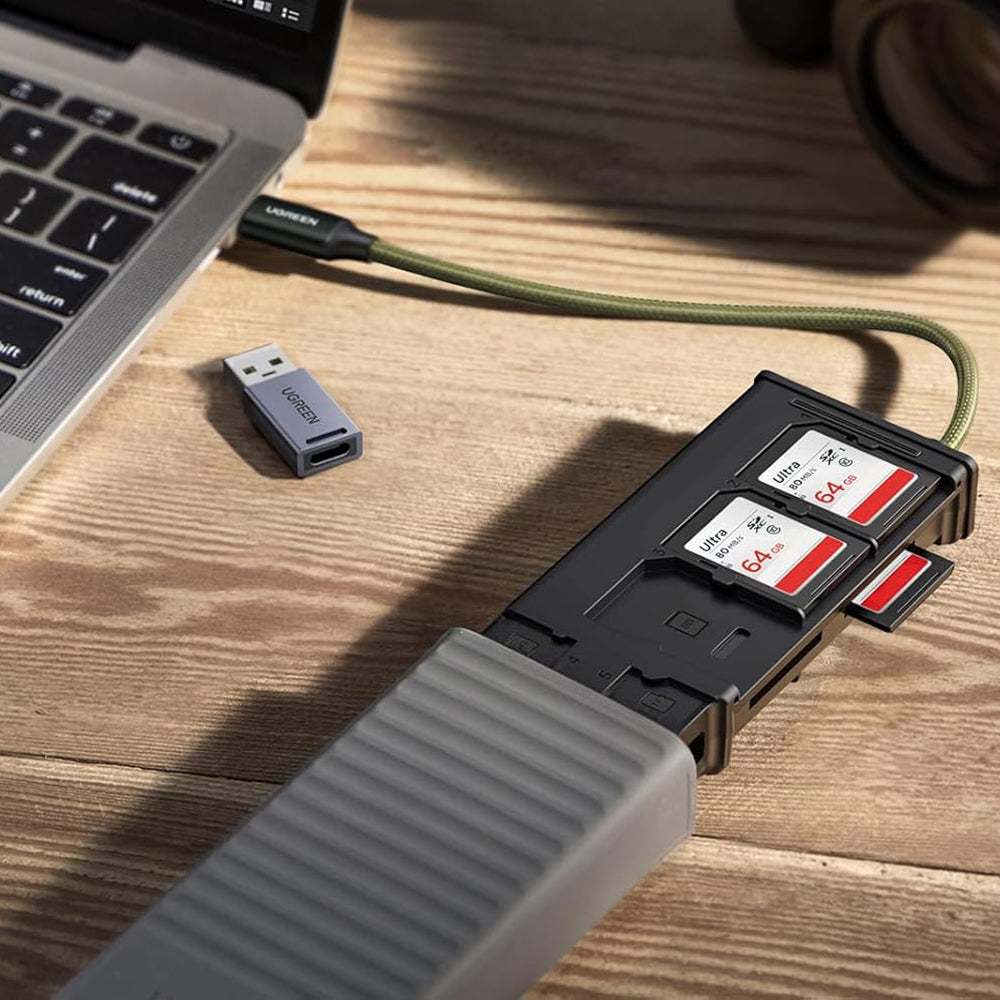 Lecteur de carte USB / USB-C avec Organisateur UGREEN CM856 (55899), 2 x SD - microSD, Gris