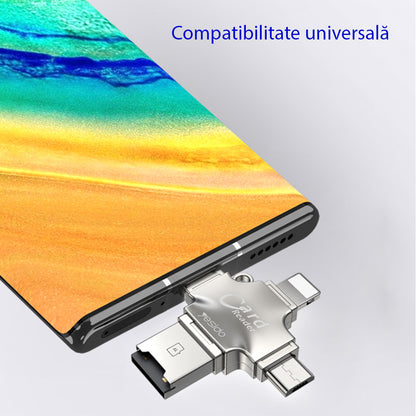 Lecteur de carte USB / USB-C / Lightning / microUSB Yesido GS13, microSD, Argenté