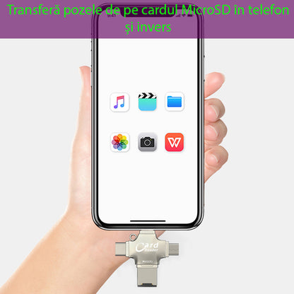 Lecteur de carte USB / USB-C / Lightning / microUSB Yesido GS13, microSD, Argenté