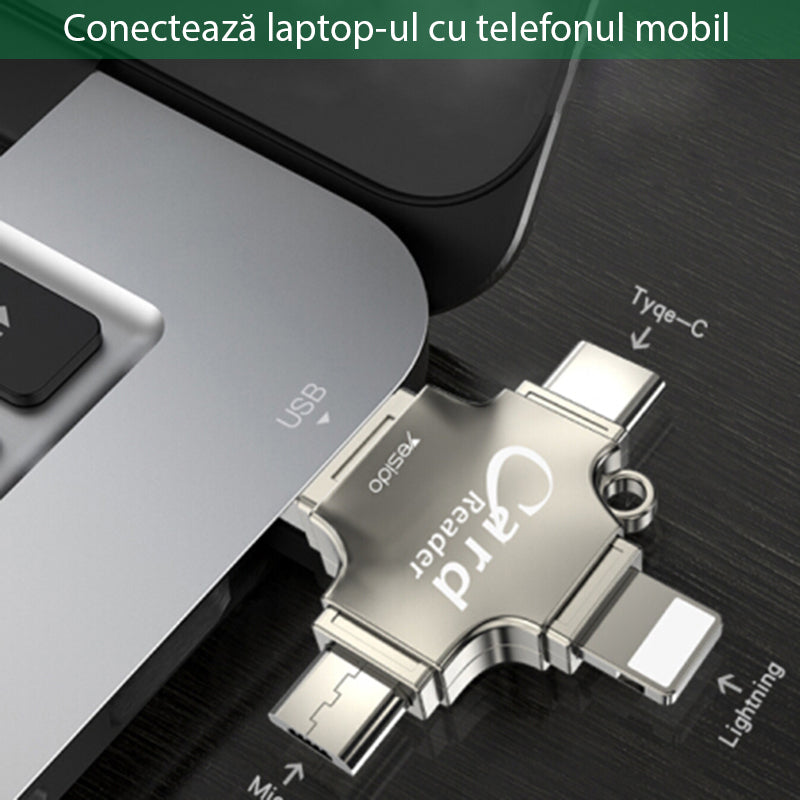 Lecteur de carte USB / USB-C / Lightning / microUSB Yesido GS13, microSD, Argenté