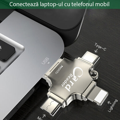 Lecteur de carte USB / USB-C / Lightning / microUSB Yesido GS13, microSD, Argenté