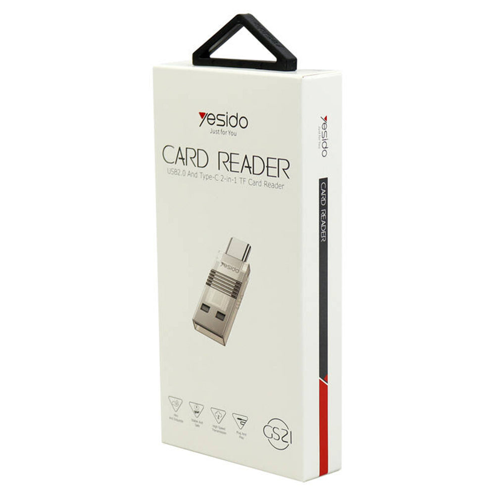 Lecteur de carte USB / USB-C Yesido GS21, microSD, Transparent