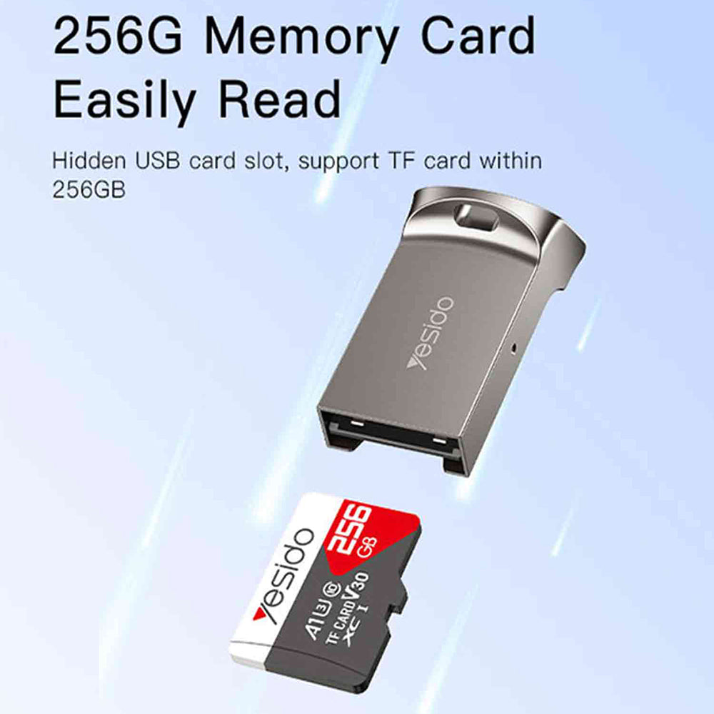 Lecteur de carte USB Yesido GS20, microSD, Gris
