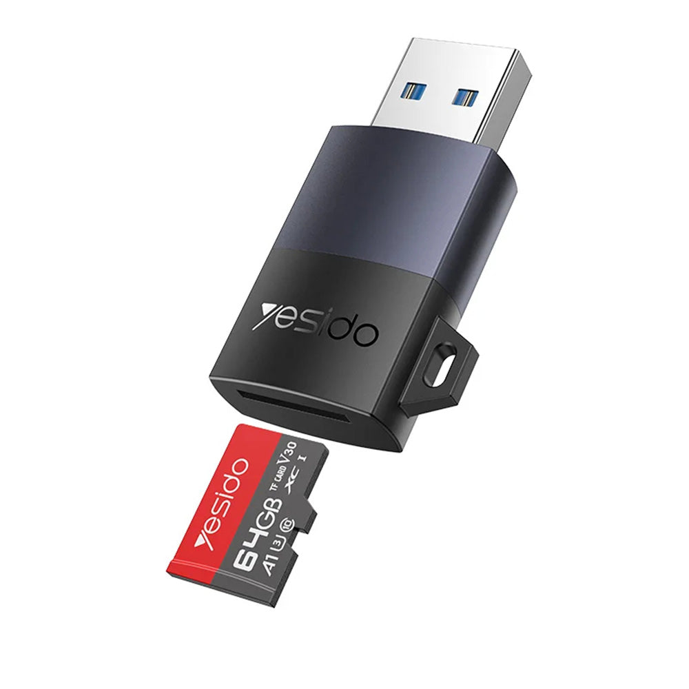 Lecteur de carte USB Yesido GS36, microSD, Noir