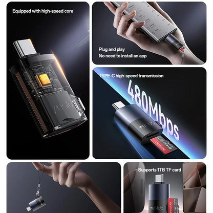 Lecteur de carte USB Yesido GS37, microSD, Noir