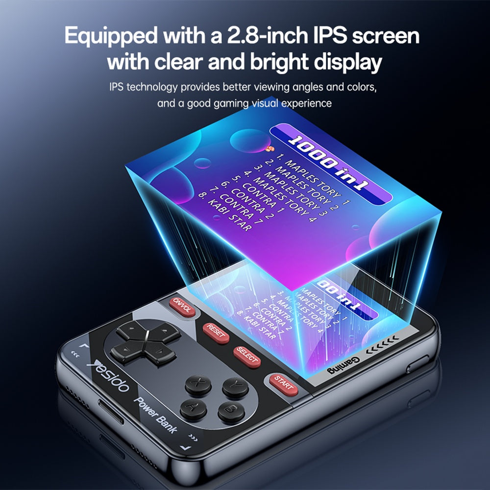 Tragbare Spielkonsole mit externer Batterie Yesido YP87, Schwarz
