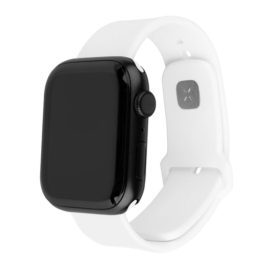 Fixed Silicone Sporty Armband für Apple Watch 49mm / 46mm / 45mm / 44mm / 42mm Serie, Weiß