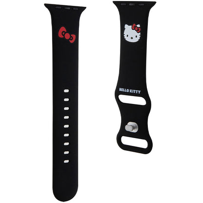 Bracelet Hello Kitty Silicone Kitty Head pour Apple Watch 49mm / 46mm / 45mm / 44mm / 42mm Series, Noir