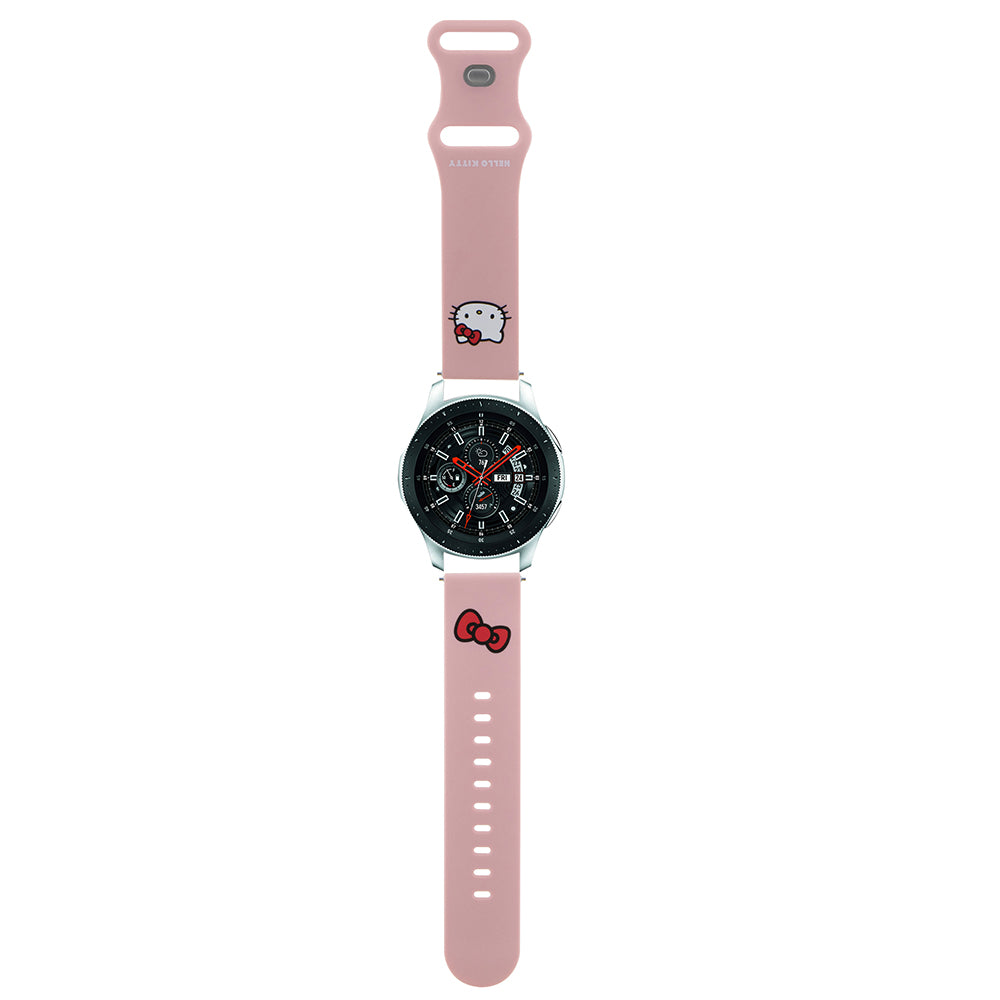 Bracelet Hello Kitty Silicone Kitty Head pour Samsung Galaxy Watch / Huawei Watch 46mm / 45mm / 41mm Series, Rose.
