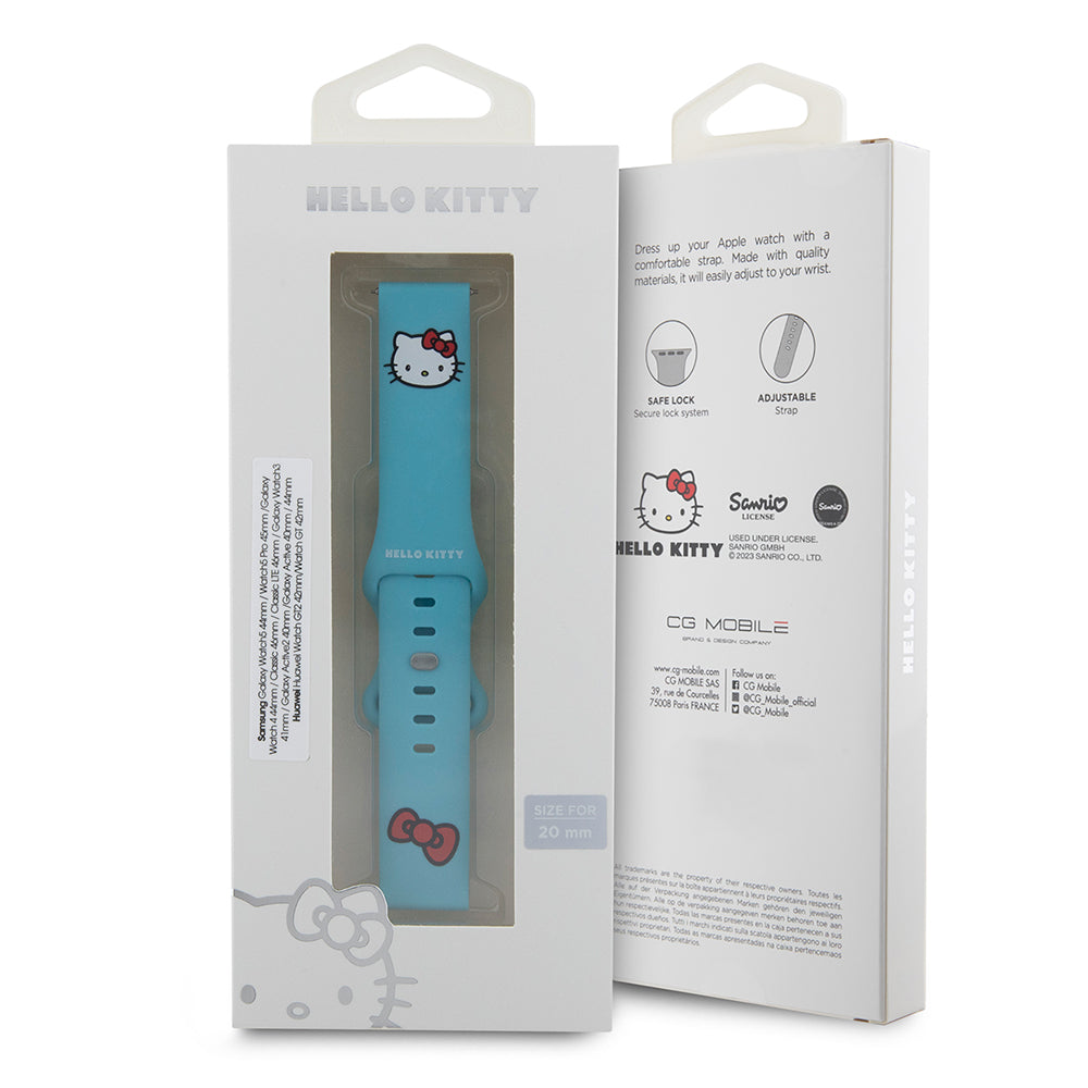 Bracelet Hello Kitty Silicone Kitty Head pour Samsung Galaxy Watch / Huawei Watch Series, Bleu