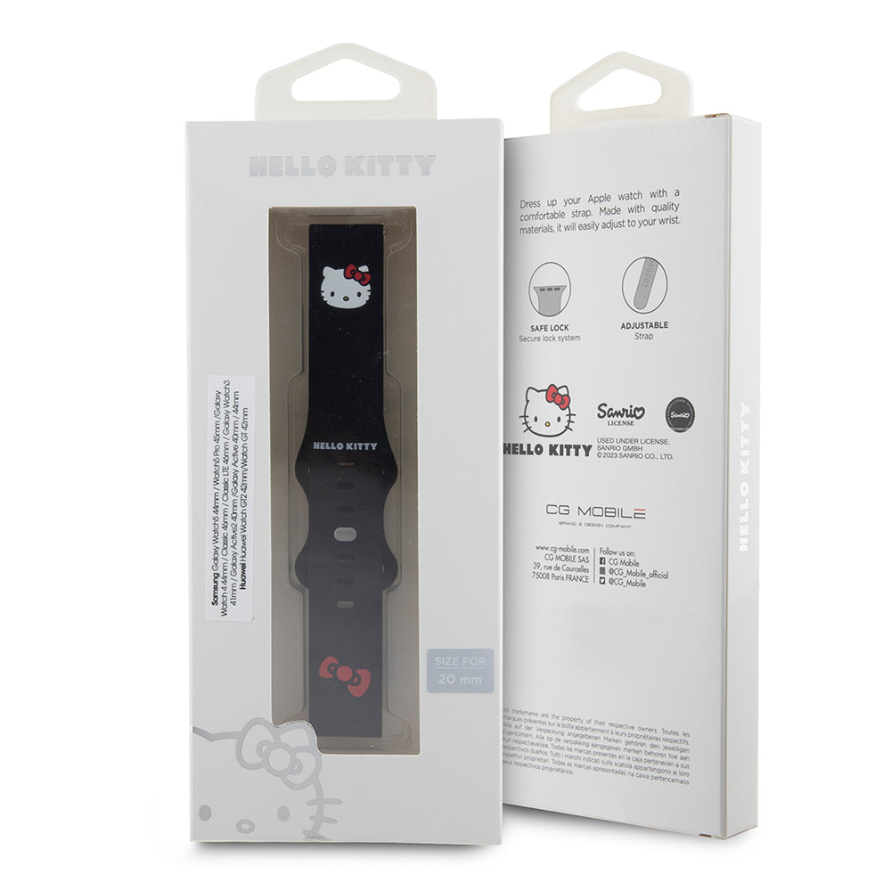 Hello Kitty Silikonarmband Kitty Head für Samsung Galaxy Watch / Huawei Watch Series, Schwarz