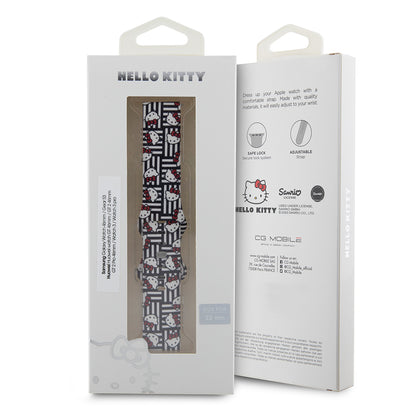 Hello Kitty Silikonarmband Kitty Heads & Stripes für Samsung Galaxy Watch / Huawei Watch Series, Schwarz