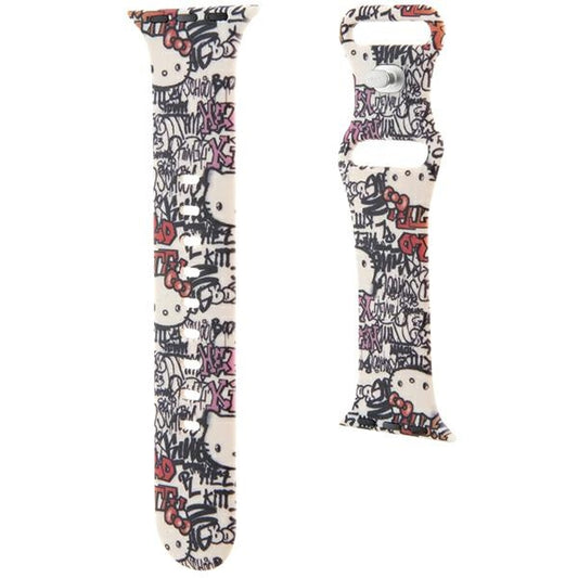 Hello Kitty Silikonarmband Graffiti Tags für Apple Watch 42mm / 41mm / 40mm / 38mm Serie, Beige
