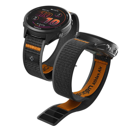 Spigen Athlex Air 2 Armband für Garmin Watch Venu / Forerunner Serie, 22mm, Schwarz Orange AMP11425