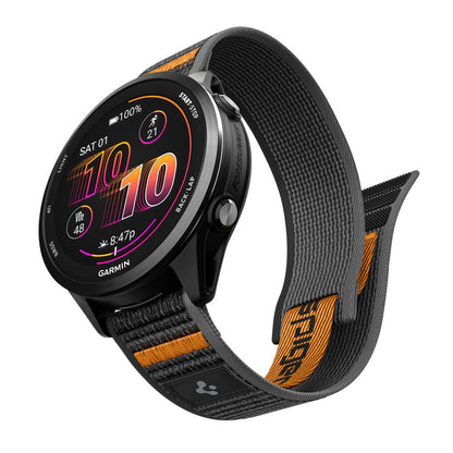 Spigen Athlex Air 2 Armband für Garmin Watch Venu / Forerunner Serie, 22mm, Schwarz Orange AMP11425