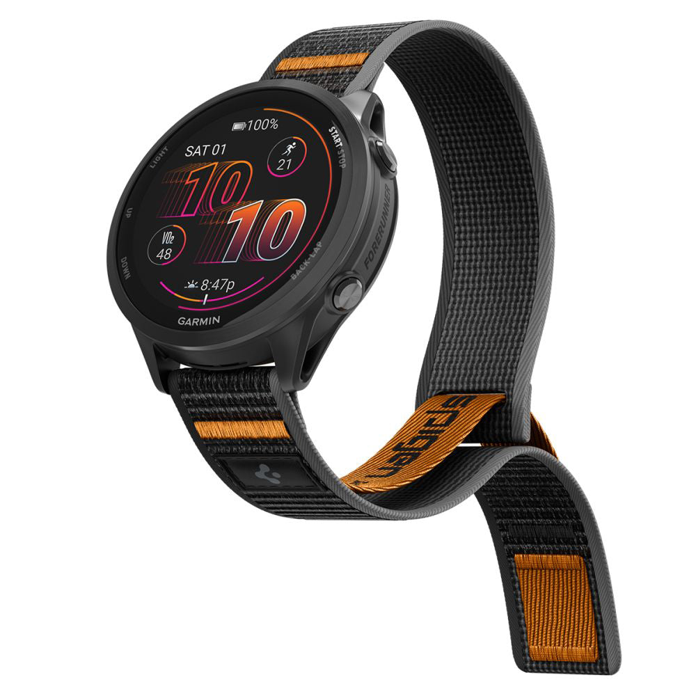 Spigen Athlex Air 2 Armband für Garmin Watch Venu / Forerunner Serie, 22mm, Schwarz Orange AMP11425
