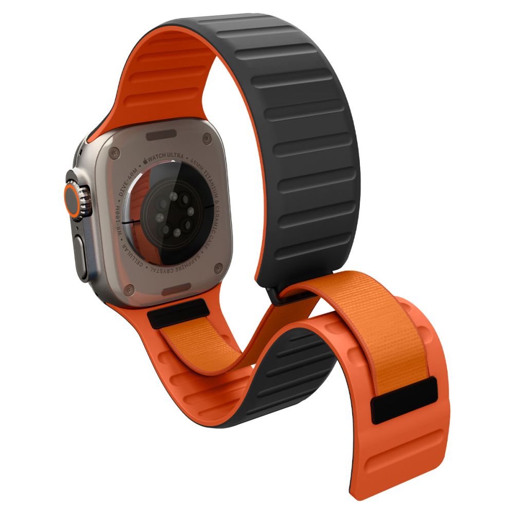 Spigen Athlex Air M Armband für Apple Watch 49mm / 46mm / 45mm / 44mm Serie, Schwarz Orange AMP11534