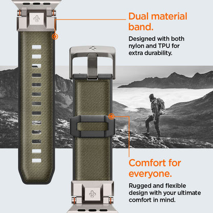 Spigen DuraPro Armor Gurt für Apple Watch 49mm / 46mm / 45mm / 44mm / 42mm Serie, Grün